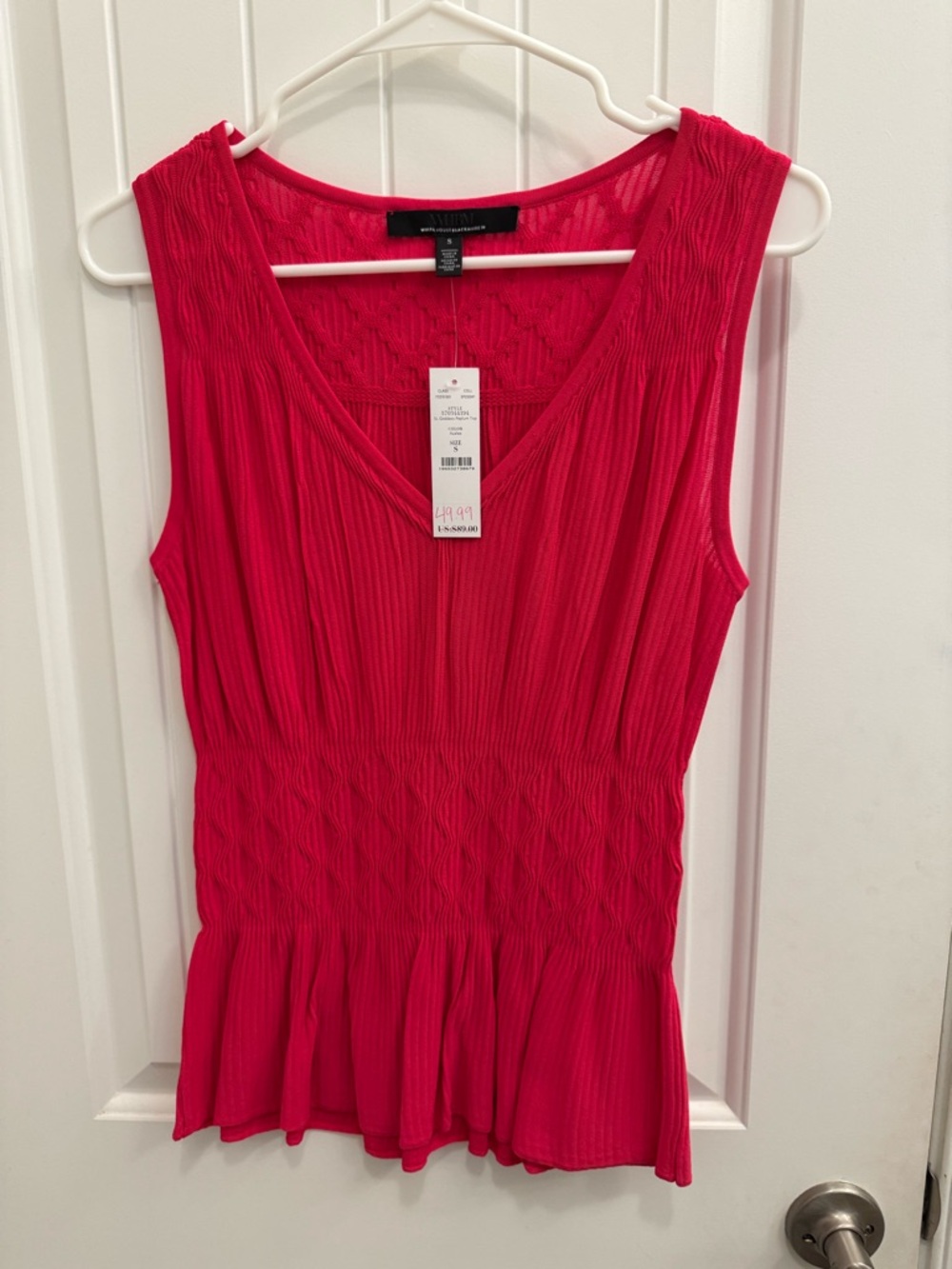 White House Black Market Azalea Pink Sleeveless Peplum Top